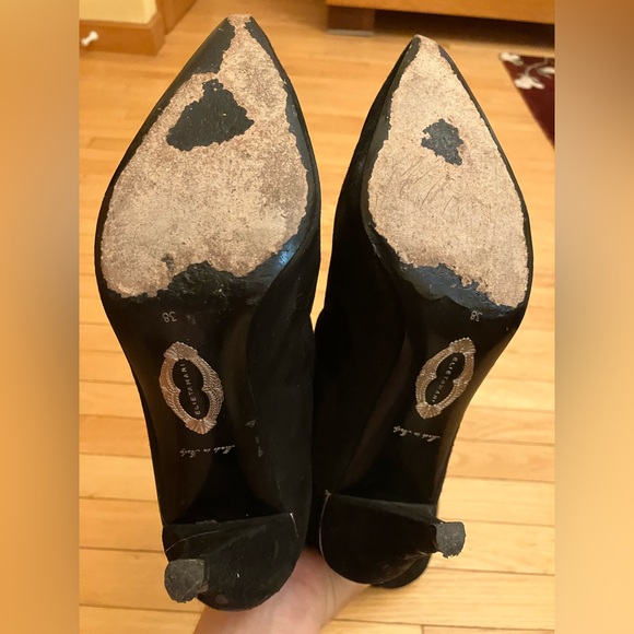 Elie Tahari Black Suede Heeled Boots Suede Knee-High - Picture 6 of 7